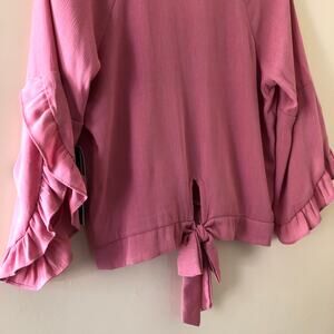 Moa Moa Blouse Butterfly Sleeve Top V-neck Size M